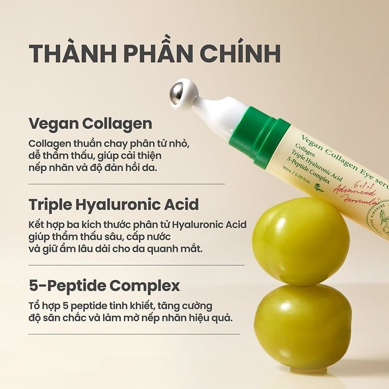 Tinh Chất Dưỡng Mắt Axis-Y Hỗ Trợ Giảm Nếp Nhăn, Bọng Mắt, Quầng Thâm Vegan Collagen Eye Serum 10ml