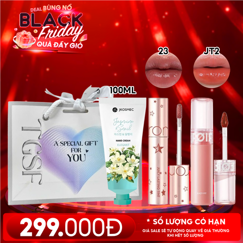 Combo Quà Tặng 20/11: Son Tint Lì/ Son Tint Nước Romand + Son Tint Bóng FOIF Juicy Fit Tint + Kem Dưỡng Tay Jkosmec + Túi Quà