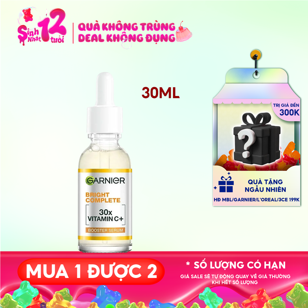 Serum Garnier Tinh Chất Hỗ Trợ Sáng Da, Mờ Thâm Light Complete Vitamin C 30X Booster Serum