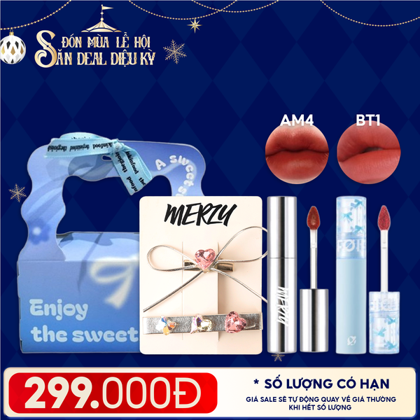  Combo Quà Tặng: Son Kem Lì Merzy The Glam Mellow Tint + Son Kem Lì FOIF Daily Blur Tint + Kẹp Tóc Merzy + Túi Quà 