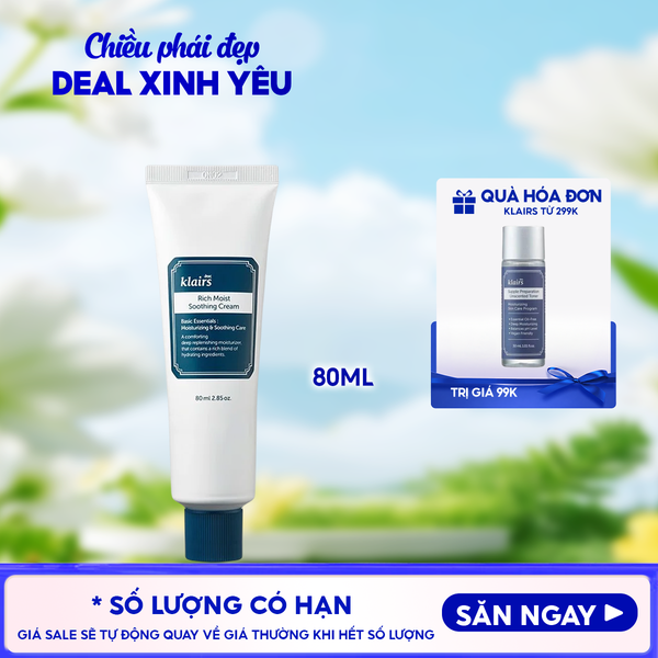  Kem Dưỡng Ẩm Chuyên Sâu Klairs Rich Moist Soothing Cream 80ml 