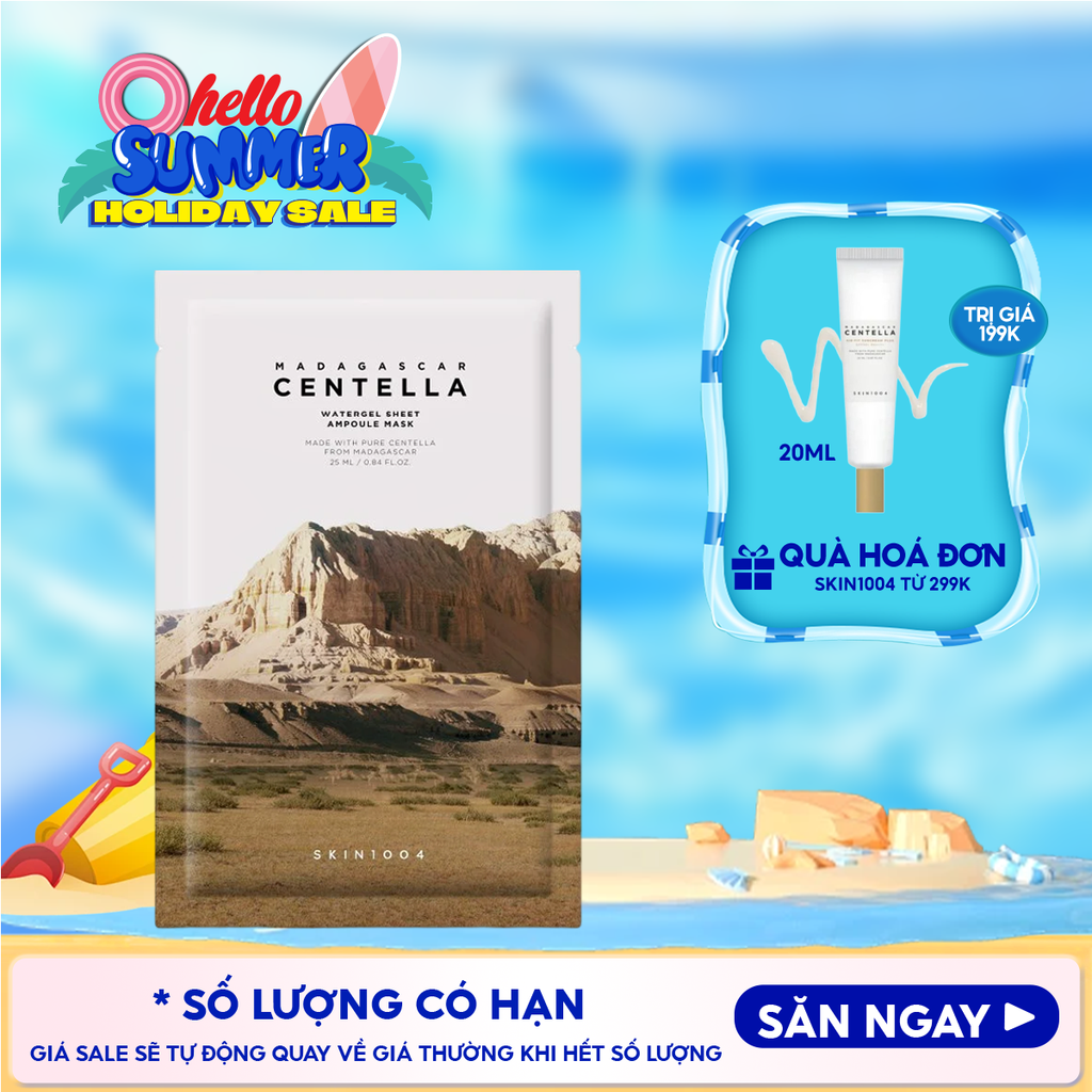 Mặt Nạ Skin1004 Làm Dịu, Dưỡng Ẩm Chiết Xuất Rau Má Madagascar Centella Watergel Sheet Ampoule Mask 25ml
