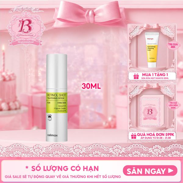  Serum Celimax Hỗ Trợ Dưỡng Sáng & Thu Nhỏ Lỗ Chân Lông The Vita-A Retinol Shot Tightening Serum 30ml 