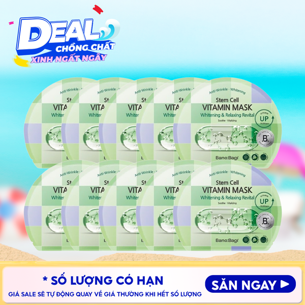  Combo 10 Miếng Mặt Nạ Banobagi Hỗ Trợ Dưỡng Trắng Cấp Ẩm & Bổ Sung Collagen, Cải Thiện Lão Hóa Stem Cell Vitamin, Super Collagen Mask 30ml 