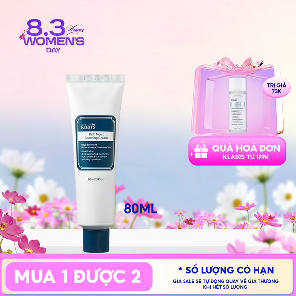  Kem Dưỡng Ẩm Chuyên Sâu Klairs Rich Moist Soothing Cream 80ml 