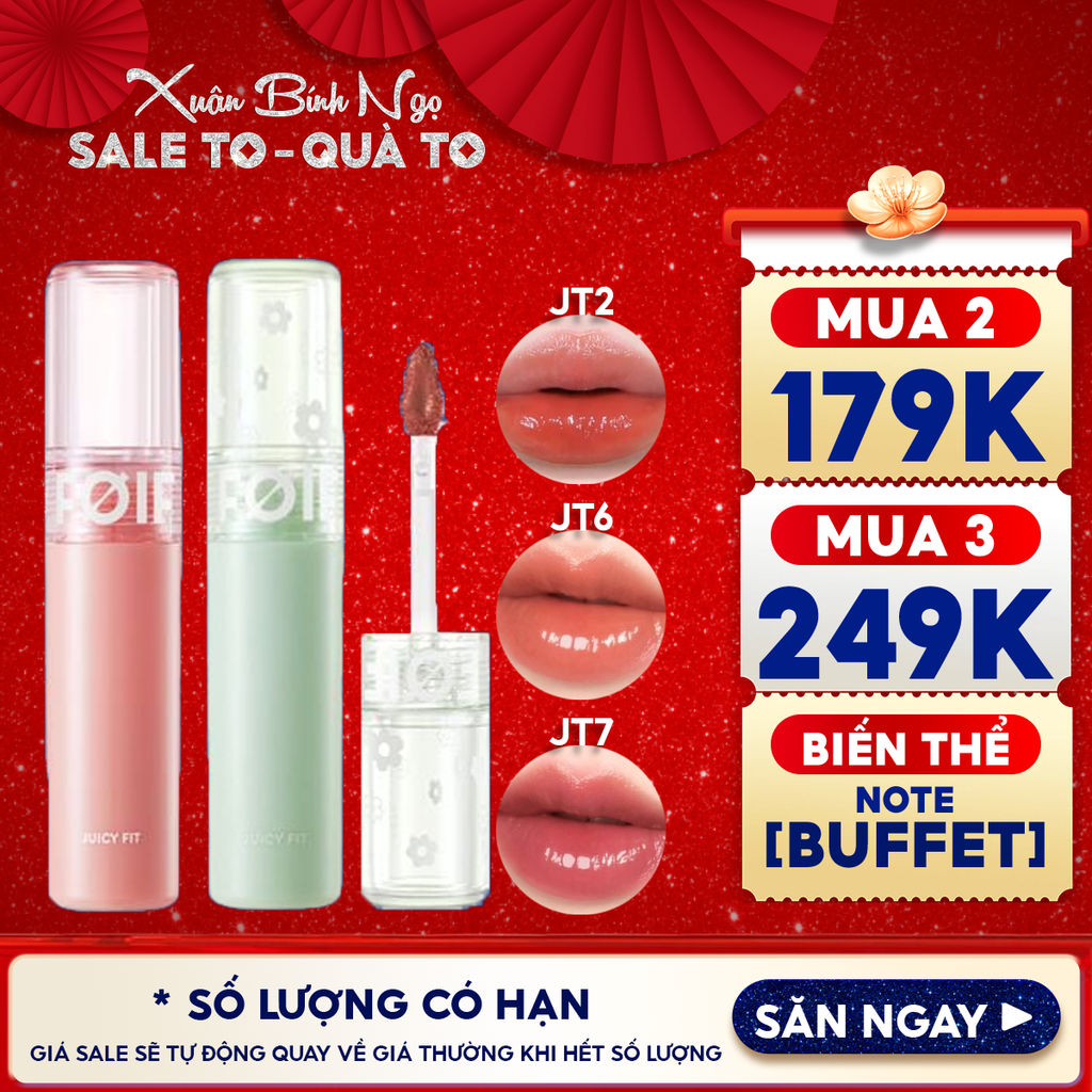 Son Tint Bóng FOIF Thuần Chay, Ẩm Mọng, Bền Màu Juicy Fit Tint