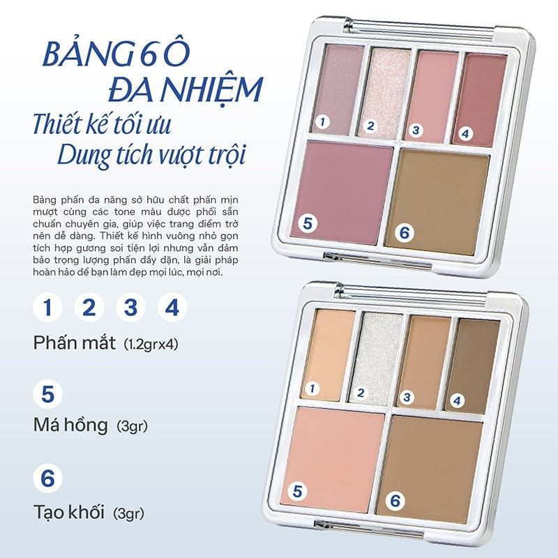 Bảng Phấn Mắt 6 Ô Lemonade Đa Năng Aesthetic Multi-Task Palette - Early Fall 10.8g
