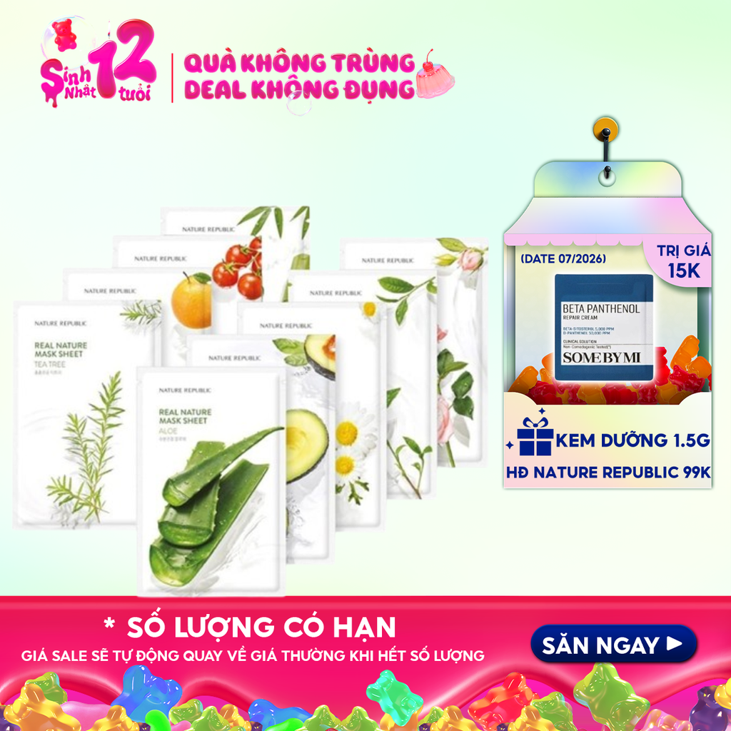 Mặt Nạ Dưỡng Ẩm Nature Republic Chiết Xuất Từ Thiên Nhiên Real Nature Mask Sheet 23ml
