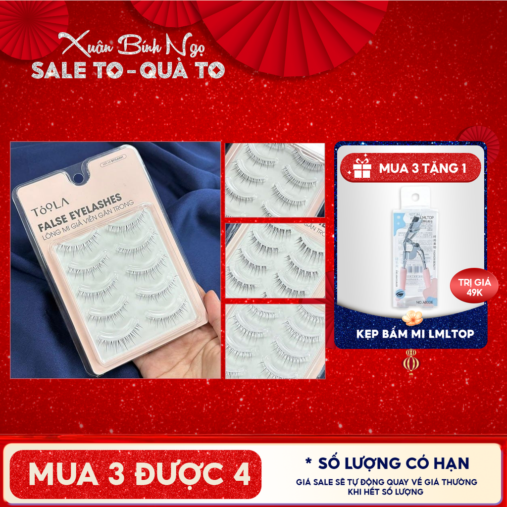[Mua 3 Tặng 1 Bấm Mi] [NHẬP KHẨU] Lông Mi Giả Viền Gân Trong TOOLA Mềm Mại, Không Nặng Mắt