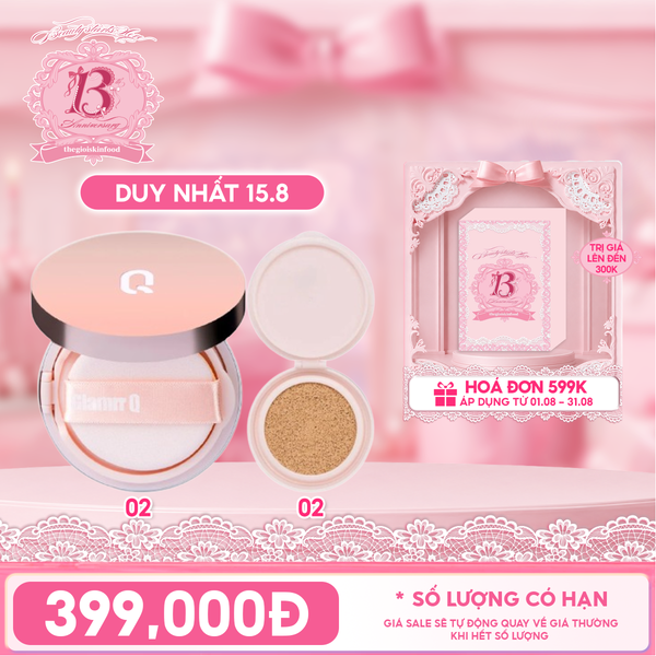  Combo Flash Sale Glamrr Q: Phấn Nước Glamrr Q Che Phủ Mỏng Mịn, Kiềm Dầu Hiệu Quả Long Wear DD Cushion + Lõi Refill 