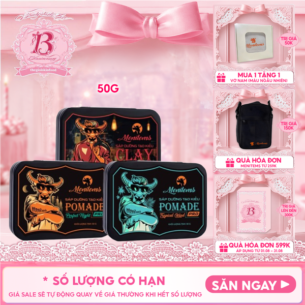  Sáp Dưỡng Tạo Kiểu Menitems Tự Nhiên, Giữ Nếp Lâu, Hương Thơm Nước Hoa Nam Tính Pomade Pro/Clay Gentle Blue 50g 