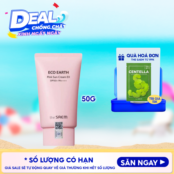  [50g] Kem Chống Nắng The Saem Kiềm Dầu, Nâng Tone Cho Da Sáng Hồng Pink Sun Cream EX SPF50+/PA++++ 