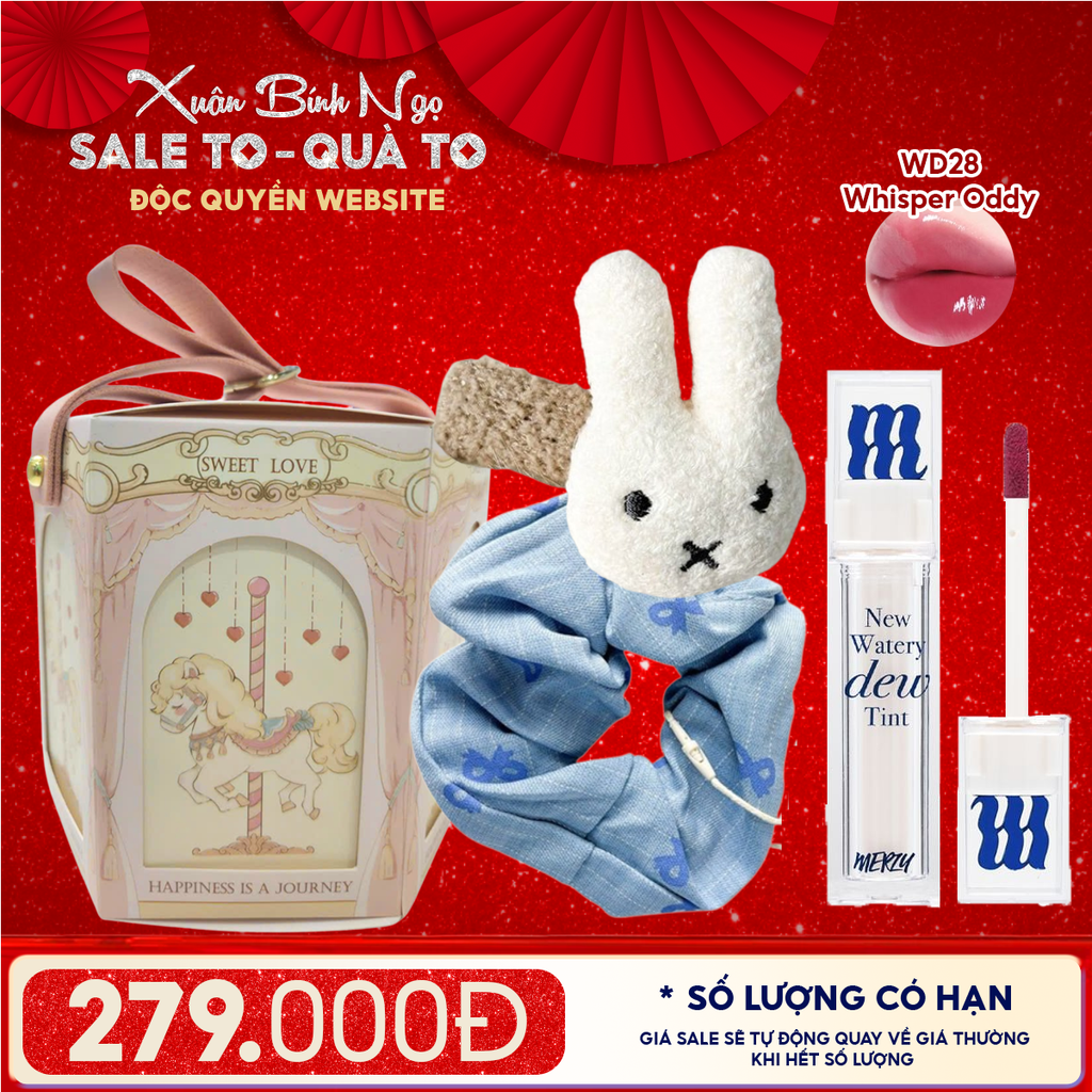 Túi Quà Tặng: Son Merzy + Kẹp Tóc Ngẫu Nhiên + Cột Tóc Ngẫu Nhiên + Túi Quà Tặng