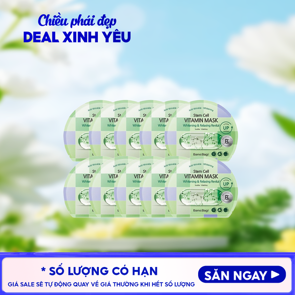  Combo 10 Miếng Mặt Nạ Banobagi Hỗ Trợ Dưỡng Trắng Cấp Ẩm & Bổ Sung Collagen, Cải Thiện Lão Hóa Stem Cell Vitamin, Super Collagen Mask 30ml 