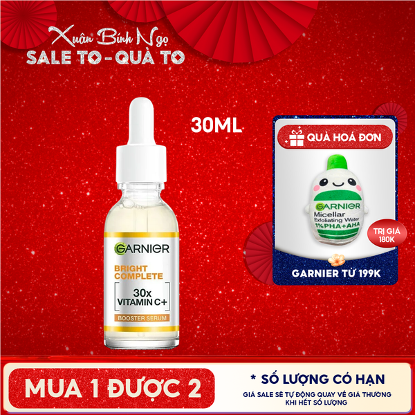  Serum Garnier Tinh Chất Hỗ Trợ Sáng Da, Mờ Thâm Light Complete Vitamin C 30X Booster Serum 