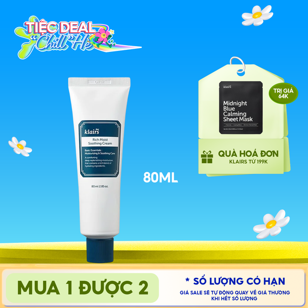  Kem Dưỡng Ẩm Chuyên Sâu Klairs Rich Moist Soothing Cream 80ml 