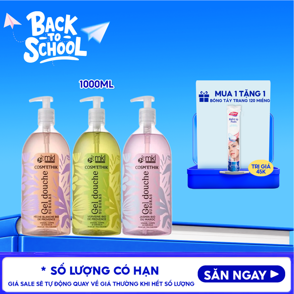  Gel Tắm MKL Hữu Cơ Chiết Xuất Thiên Nhiên Dưỡng Ẩm Da Shower Gel 1000ml 