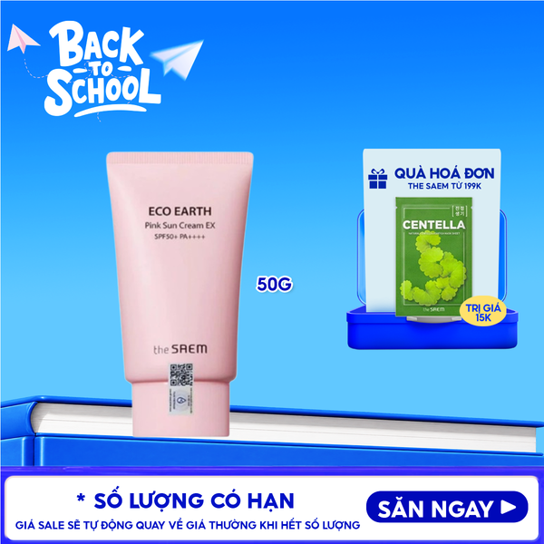  [50g] Kem Chống Nắng The Saem Kiềm Dầu, Nâng Tone Cho Da Sáng Hồng Pink Sun Cream EX SPF50+/PA++++ 