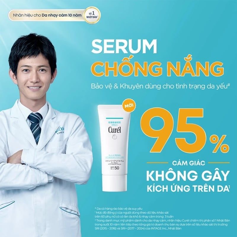 Serum Chống Nắng Vật Lý Phổ Rộng Cho Da Nhạy Cảm Curél Skin Repair Uv Protection Serum SPF50 PA+++ 60g