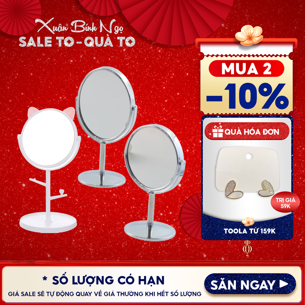 [NHẬP KHẨU] Gương Trang Điểm Để Bàn TOOLA Kiểu Dáng Trendy, Dễ Thương (Màu ngẫu nhiên)