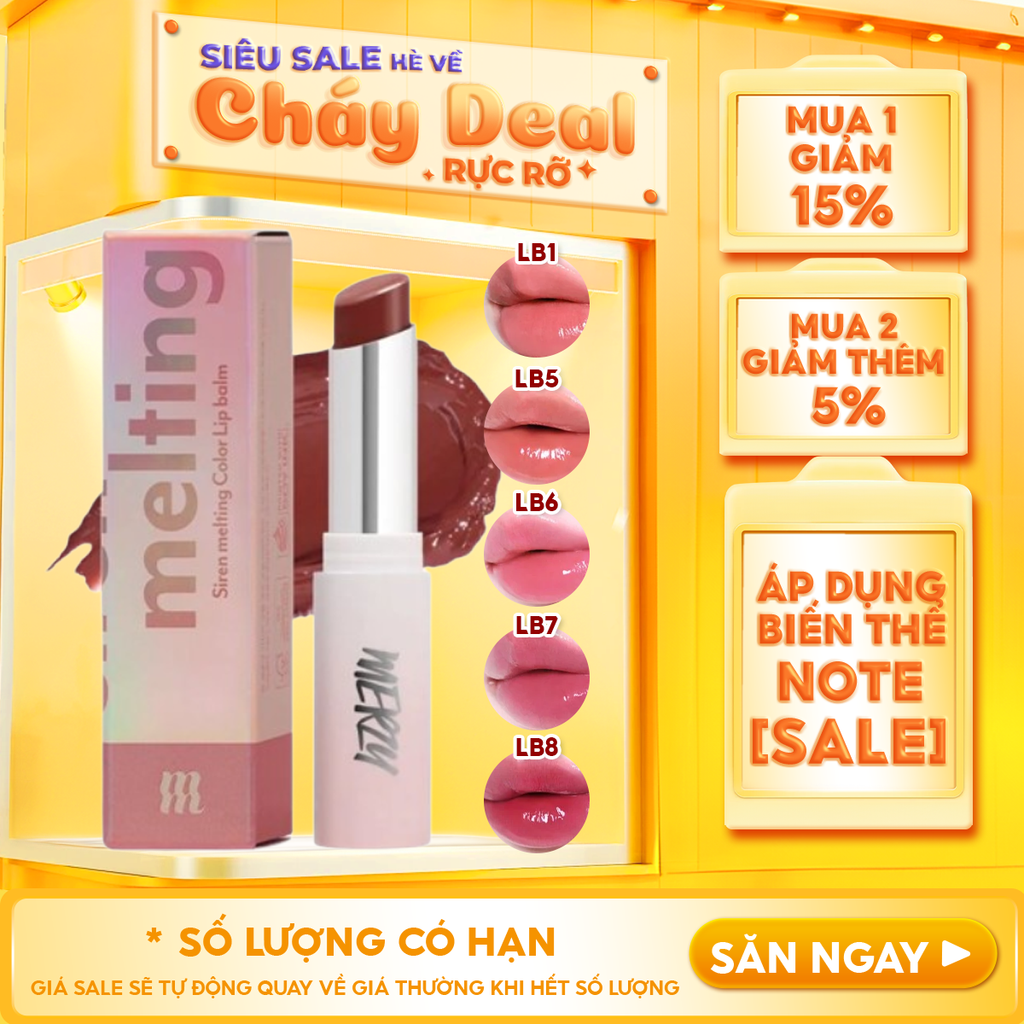 [LB1 -LB8] Son Dưỡng Ẩm Có Màu Cho Môi Mềm Mịn, Căng Mọng Merzy Siren Melting Color Lip Balm 3g