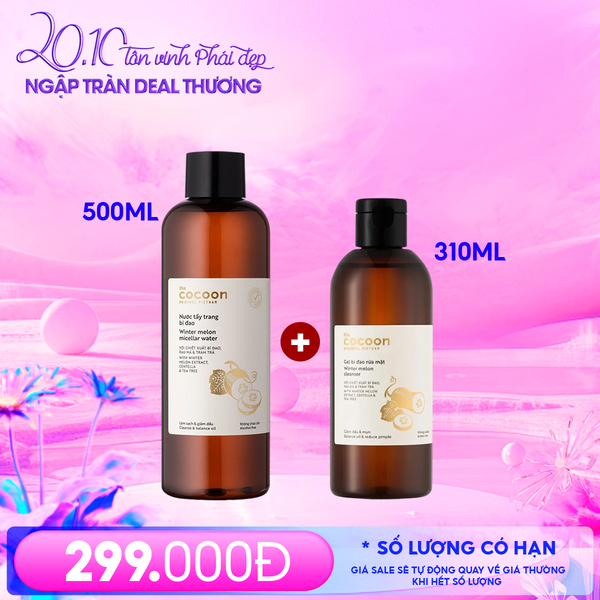  Nước Tẩy Trang Cocoon Bí Đao Thuần Chay Làm Sạch Dịu Nhẹ Winter Melon Micellar Water 