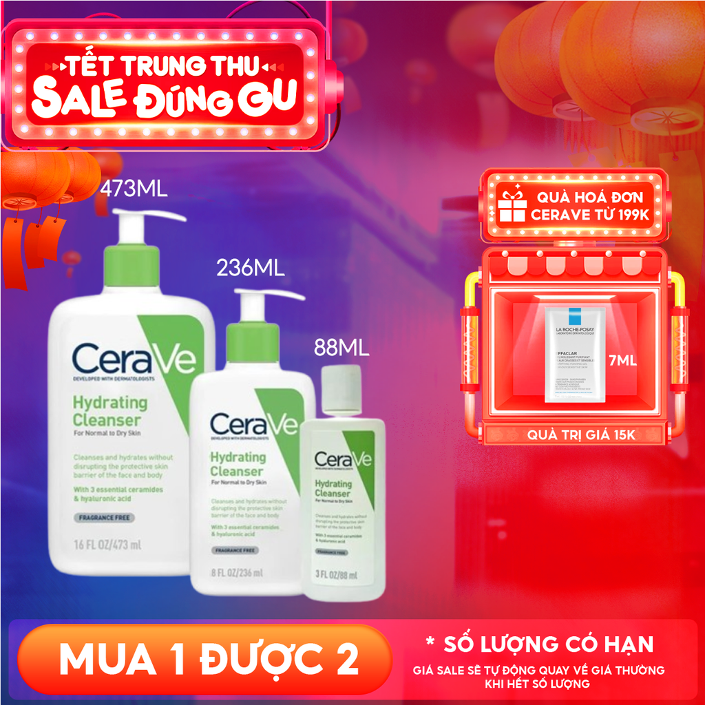 Sữa Rửa Mặt Cerave Dưỡng Ẩm, Làm Sạch Sâu Dành Cho Da Thường & Da Khô Developed With Dermatologists Hydrating Cleanser