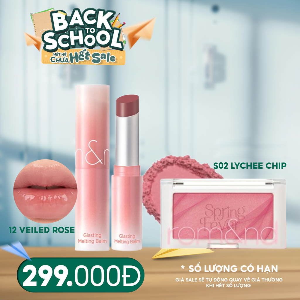 Combo Romand 2 Sản Phẩm: Phấn Má Hồng Dạng Nén Better Than Cheek 3.4g + Son Dưỡng Dạng Thỏi Có Màu Thuần Chay Glasting Melting Balm