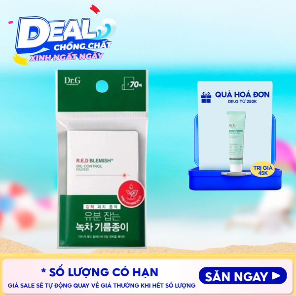  [70 tờ] Giấy Thấm Dầu Dr.G Hỗ Trợ Kiểm Soát Dầu Nhờn Dành Cho Da Nhạy Cảm R.E.D Blemish Oil Control Paper 