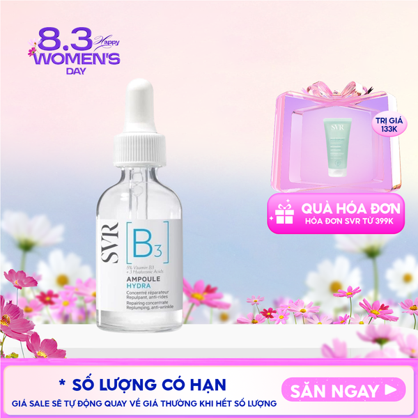  Serum SVR Dưỡng Ngăn Ngừa Nếp Nhăn, Phục Hồi Da Và Dưỡng Ẩm SVR B3 Ampoule Hydra 30ml 