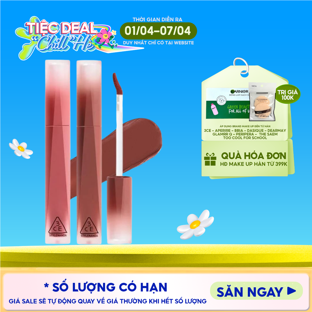 Son Kem Lì 3CE Nhung Lì Velvet Lip Tint Plush