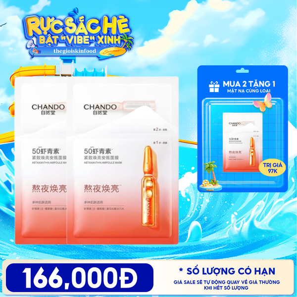  Combo 2 Miếng Tặng 1 Mặt Nạ Cấp Ẩm, Hỗ Trợ Phục Hồi Da, Làm Trắng Da Chando Himalaya Brightening Mask 26g #ASTAXANTHIN 