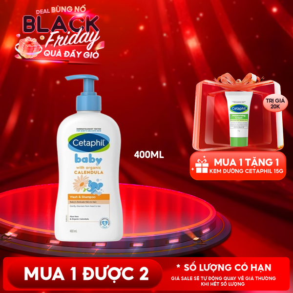 Sữa Tắm Gội Dịu Nhẹ Cho Bé Cetaphil Baby Wash & Shampoo With Organic Calendula 400ml 