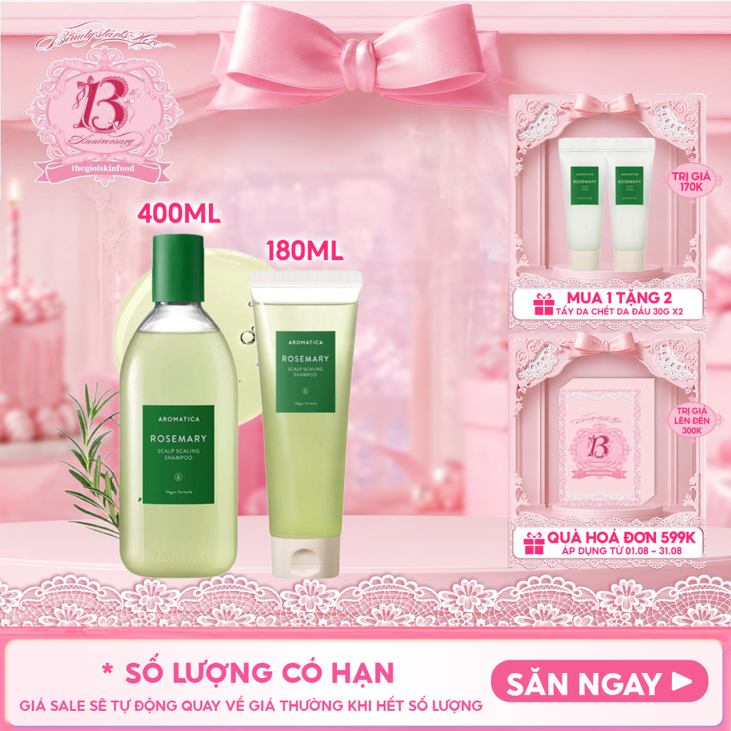 Dầu Gội Aromatica Hương Thảo Hỗ Trợ Ngăn Rụng Tóc Rosemary Scalp Scaling Shampoo