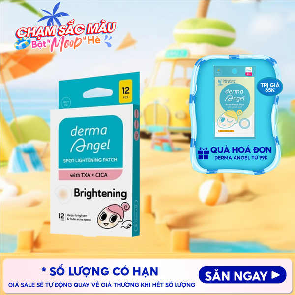  Miếng Dán Mụn Mờ Thâm Sáng Da Derma Angel Spot Lightening Patch With TXA + CICA Brightening (12 miếng) 