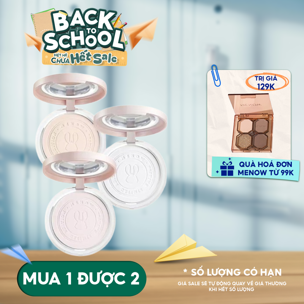 [Vietnam Edition] Phấn Phủ Nén MENOW Kiềm Dầu, Không Thấm Nước Matte Tulle Makeup Powder 8.5g