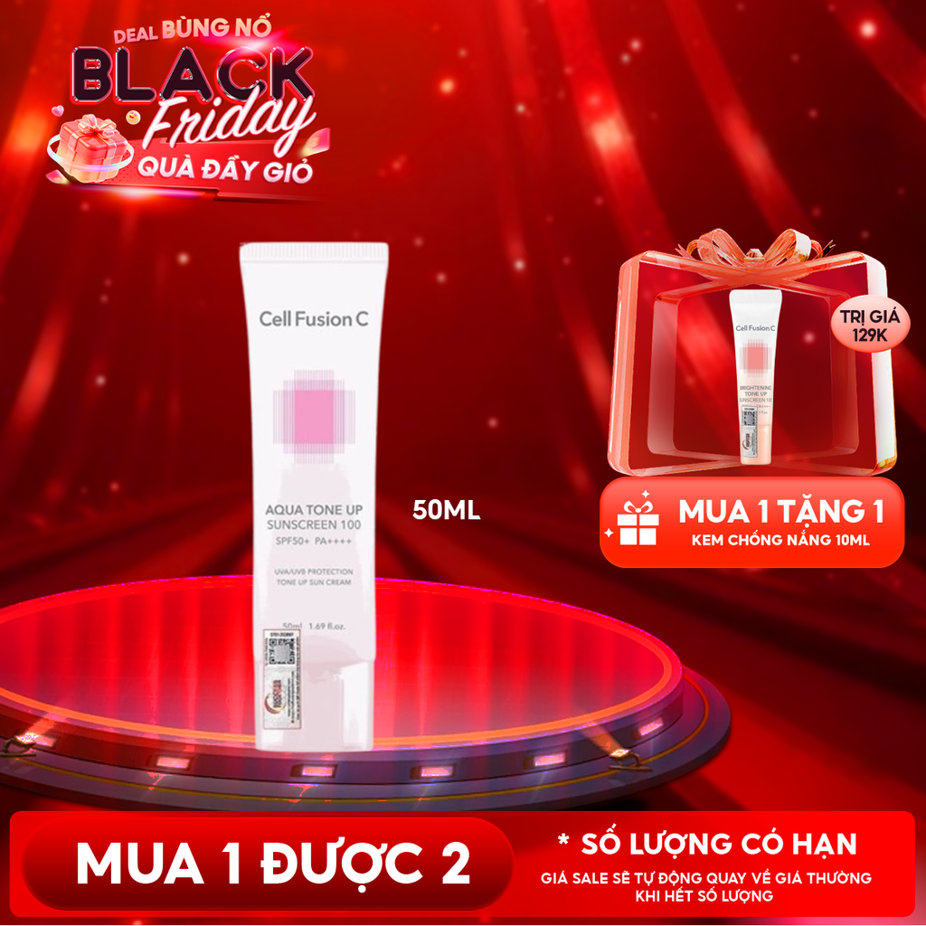 Kem Chống Nắng Cell Fusion C Nâng Tông, Cấp Ẩm Căng Bóng Aqua Tone Up Sunscreen 100 Spf 50+ Pa++++