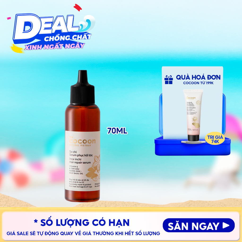 Tinh Chất Cocoon Hỗ Trợ Phục Hồi Tóc Tinh Dầu Sachi Inca Inchi Hair Repair Serum 70ml