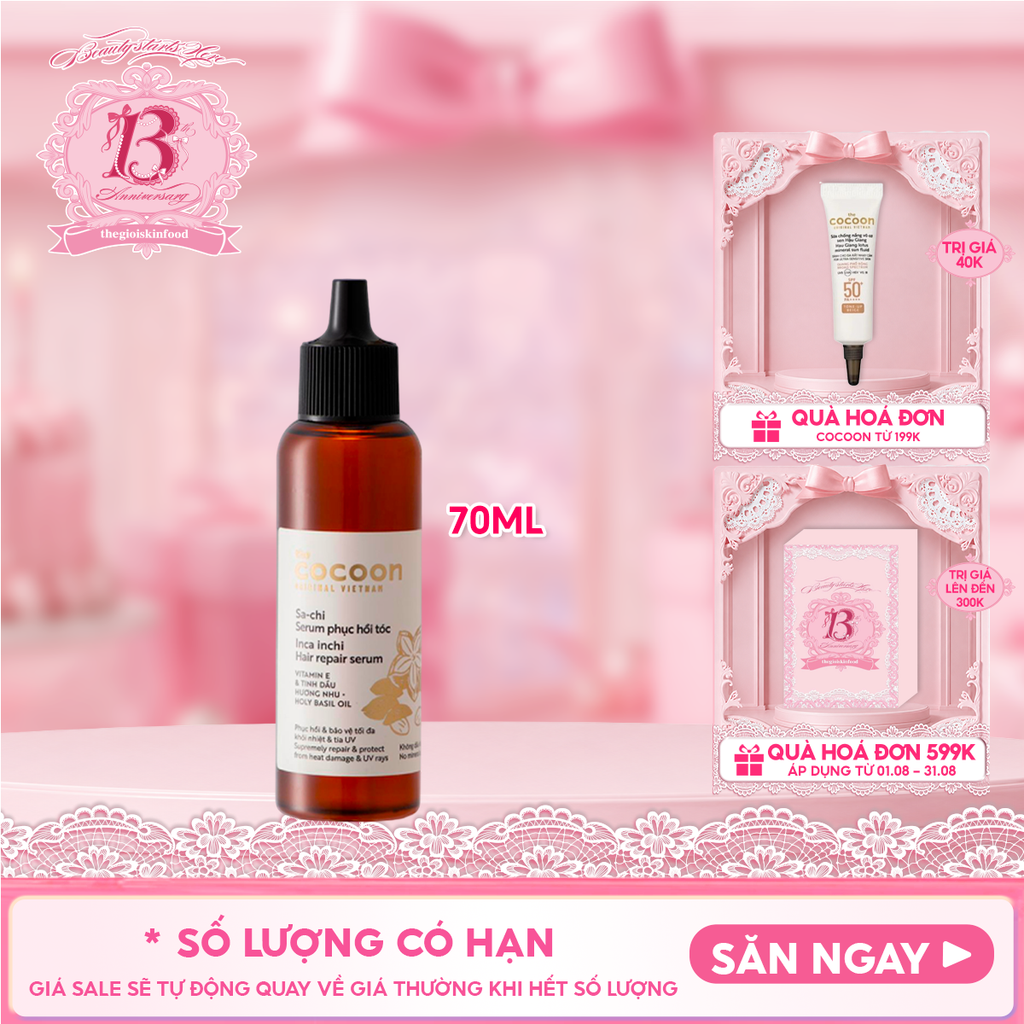 Tinh Chất Cocoon Hỗ Trợ Phục Hồi Tóc Tinh Dầu Sachi Inca Inchi Hair Repair Serum 70ml