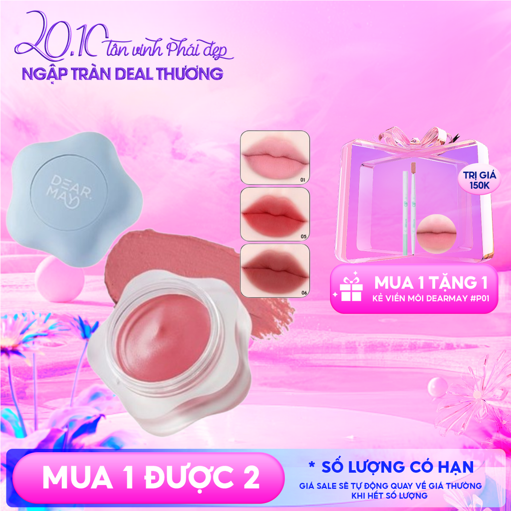 Son Kem Bùn Dearmay Kiêm Má Hồng Mờ Lì Thuần Chay Pure Falling Mood Lip Pot 6.5g