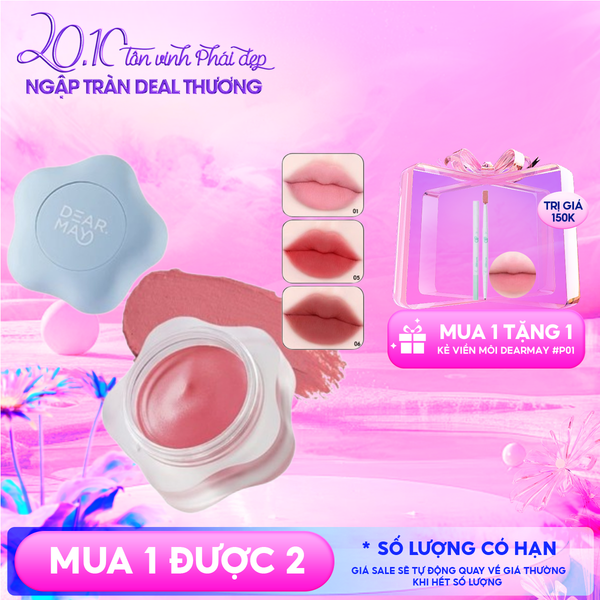  Son Kem Bùn Dearmay Kiêm Má Hồng Mờ Lì Thuần Chay Pure Falling Mood Lip Pot 6.5g 