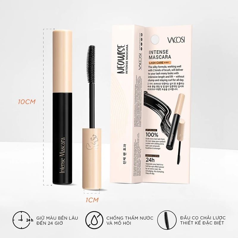 Mascara Dạng Gel Dài Và Cong Mi Tự Nhiên Vacosi Neowise Intense Mascara - VM31