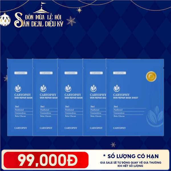  Combo 5 Miếng Mặt Nạ Cấp Ẩm, Hỗ Trợ Phục Hồi Da Caryophy Skin Repair Mask Sheet 