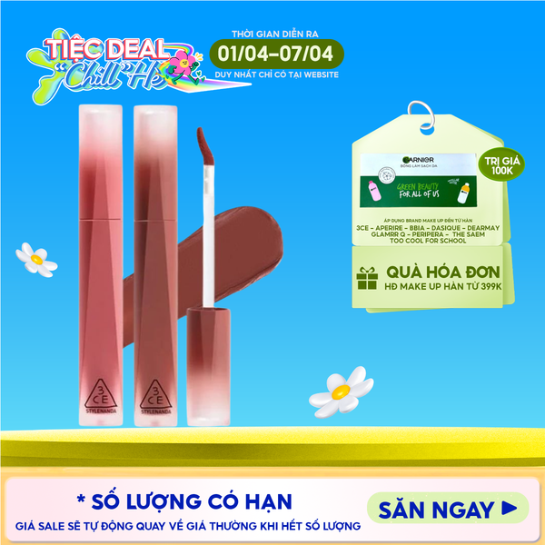  Son Kem Lì 3CE Nhung Lì Velvet Lip Tint Plush 