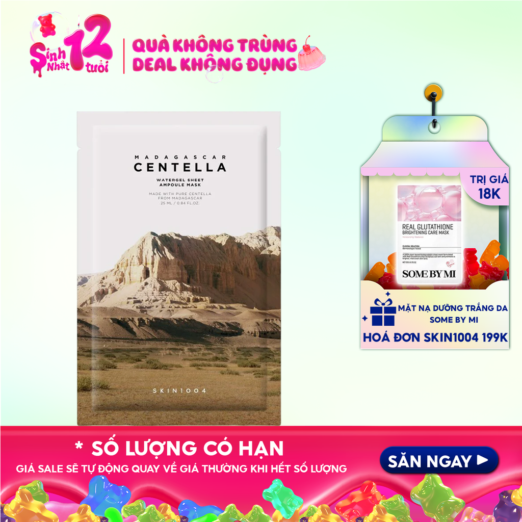 Mặt Nạ Skin1004 Làm Dịu, Dưỡng Ẩm Chiết Xuất Rau Má Madagascar Centella Watergel Sheet Ampoule Mask 25ml