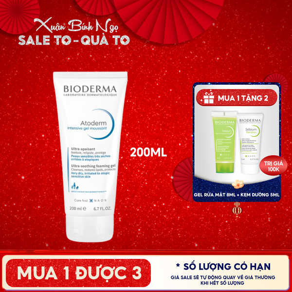  Gel Rửa Mặt Bioderma Dành Cho Da Khô, Viêm Da Cơ Địa Atoderm Intensive Gel Moussant 