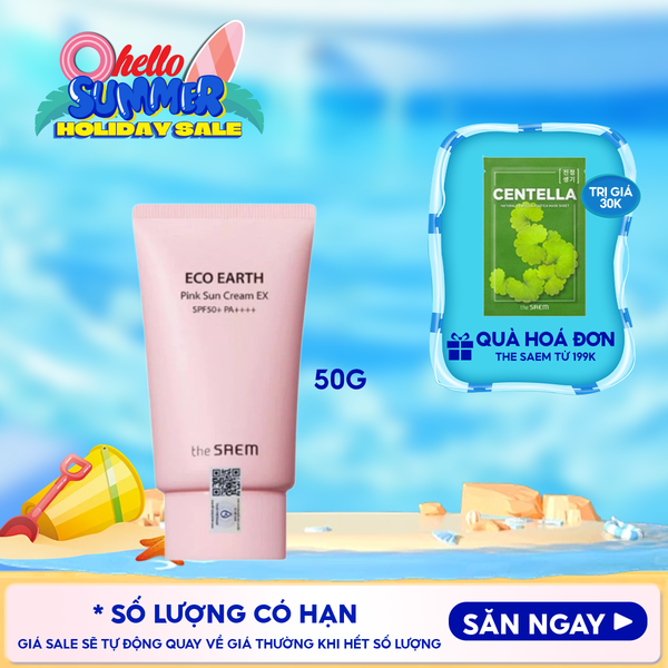  [50g] Kem Chống Nắng The Saem Kiềm Dầu, Nâng Tone Cho Da Sáng Hồng Pink Sun Cream EX SPF50+/PA++++ 