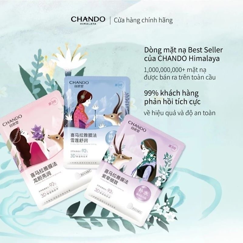 Mặt Nạ Thảo Dược Chando Himalaya Dưỡng Ẩm, Hỗ trợ Dưỡng Trắng, Thu Nhỏ Lỗ Chân Lông Mask