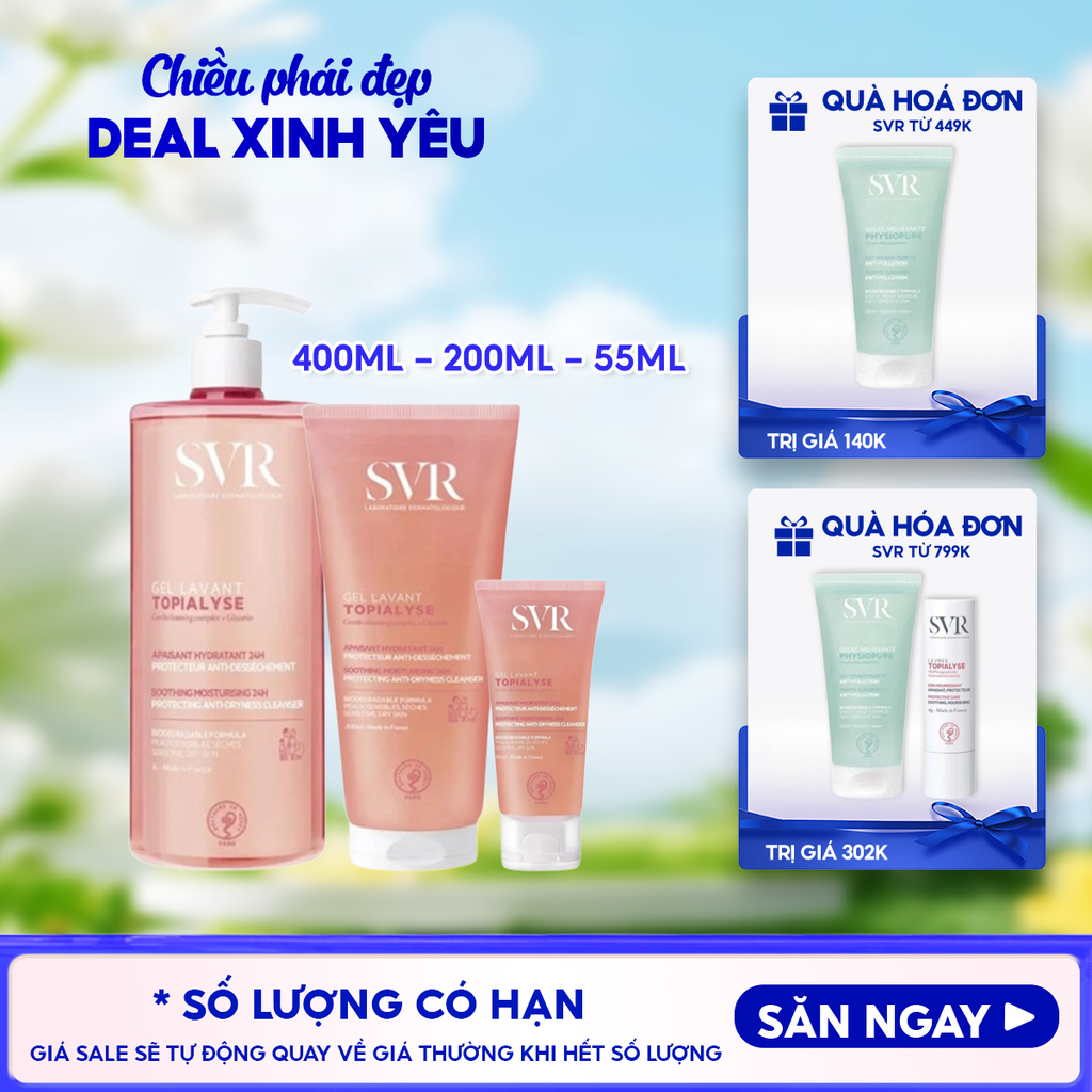 Sữa Rửa Mặt SVR Dạng Gel Không Chứa Xà Phòng Dành Cho Da Khô Topialyse Gel Lavant