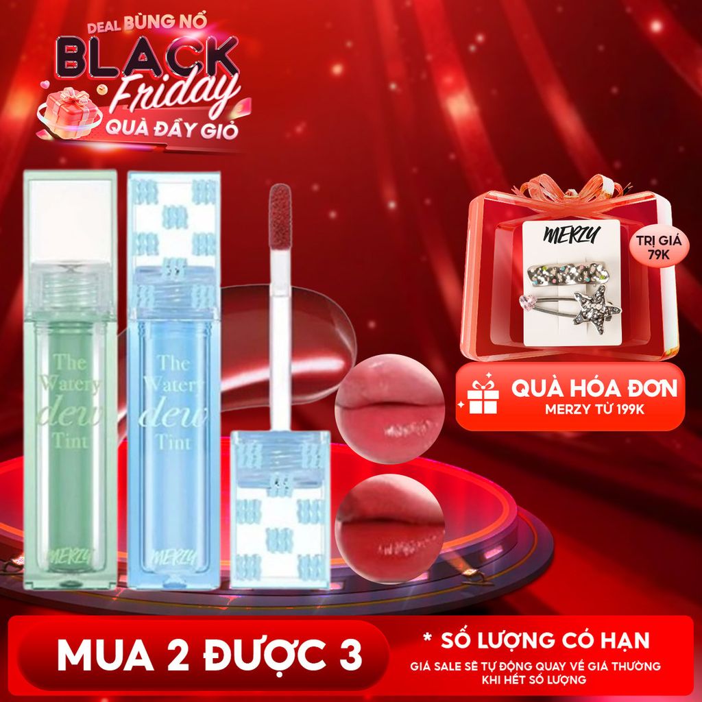 [New][NEW DEW] Son Tint Bóng Merzy Dạng Thạch, Bền Màu, Lâu Trôi Cho Đôi Môi Căng Mọng, Ẩm Mịn The Watery Dew Tint